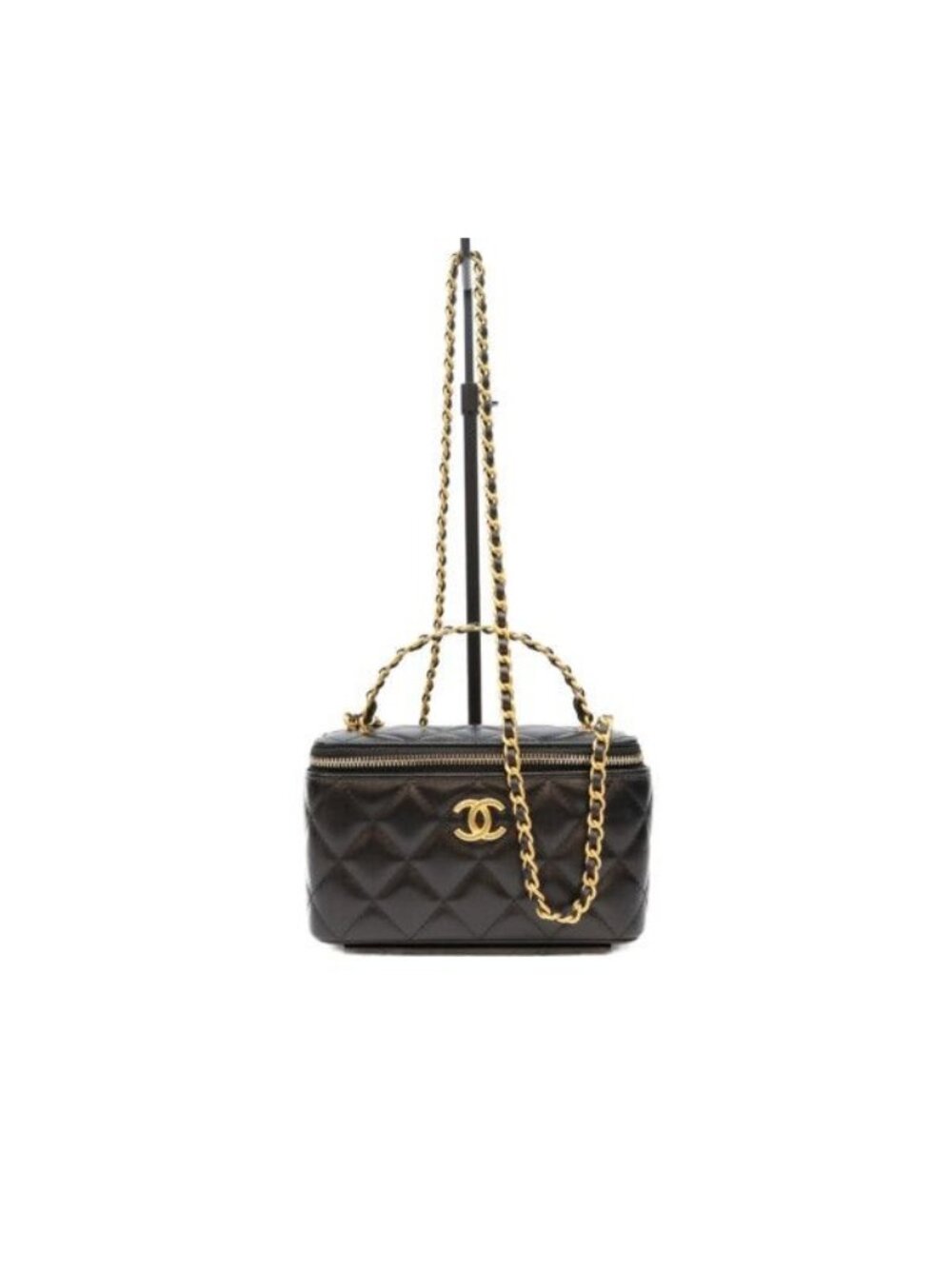 Chanel Black Lambskin Gold Top Handle 2-Way
